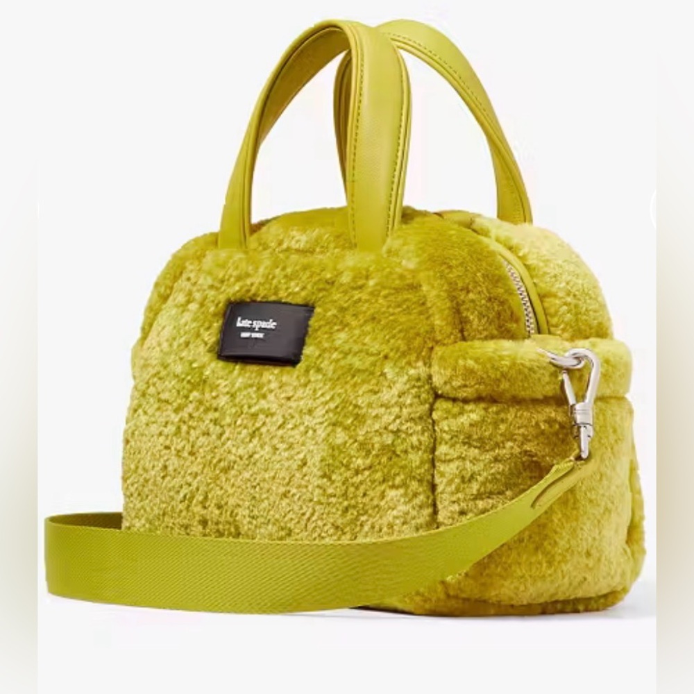 ♠️kate spade Apres Chic Faux Shearling Bag, Citron Sapphire NWT and dust bag. - Picture 2 of 5